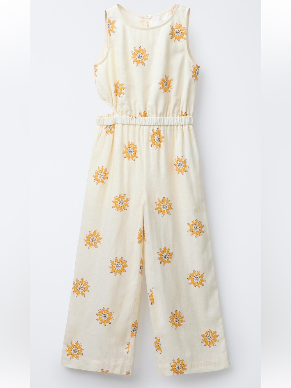Zara Cream One-Piece Jumpsuit with Yellow Floral Print